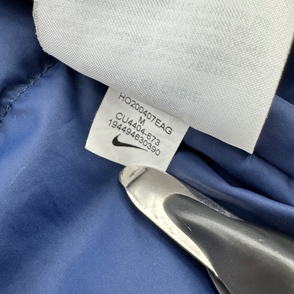 Nike Down Fill Puffer Jacket Bubble Coat Red Blue Hooded Full Zip Men's Medium - Picture 7 of 14